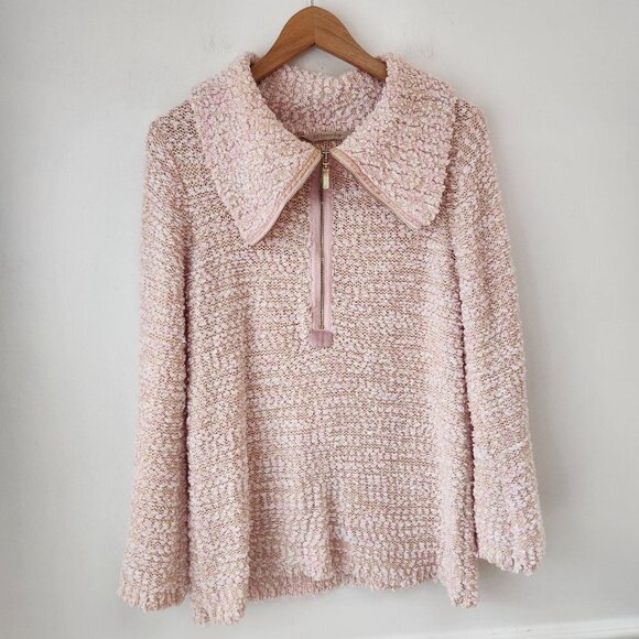 Soft Surroundings Dreamy Quarter Zip Pullover Sweater Pink Comfy Women's M - Picture 2 of 8